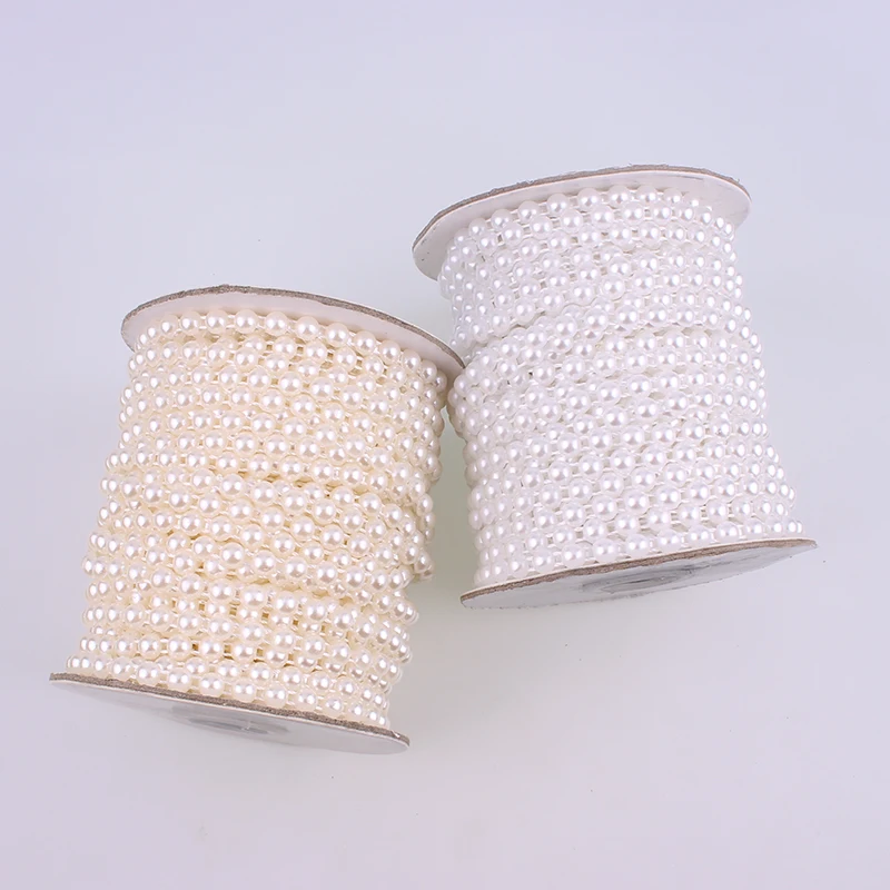 Цепочка с искусственным жемчугом 6 мм 25 м/рулон 2 цвета |