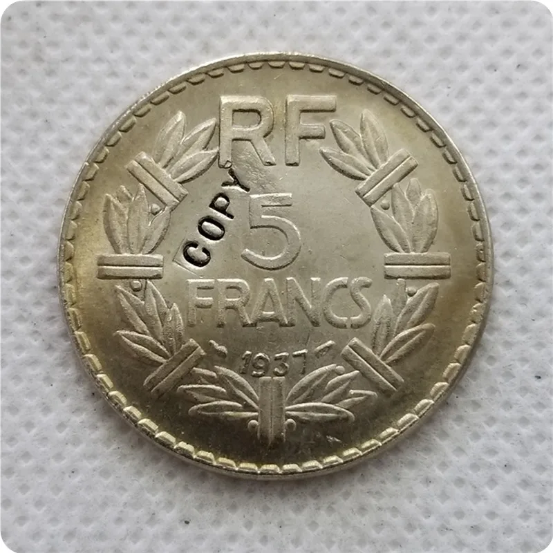 1936 1937 1939 Франция 5 франков никелевая монета копия памятных монет-копия монет