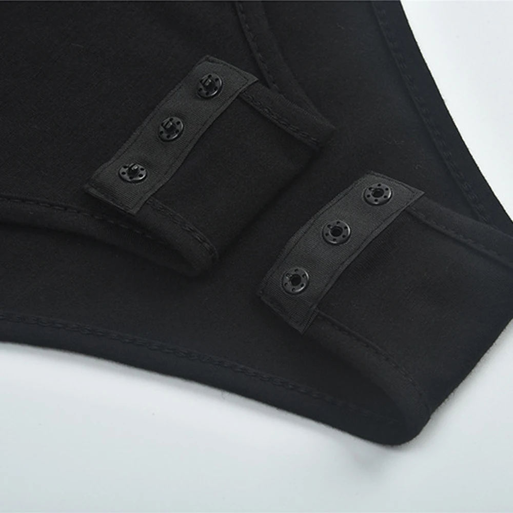 Новинка 2019 женское черное зеленое боди с длинным рукавом однотонные строгие