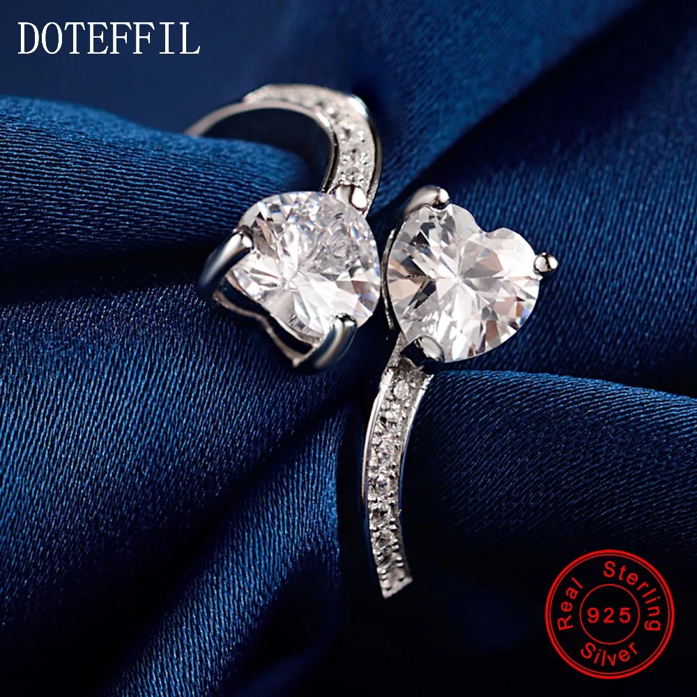 Женские кольца в виде сердца из серебра 100% пробы модные очаровательные