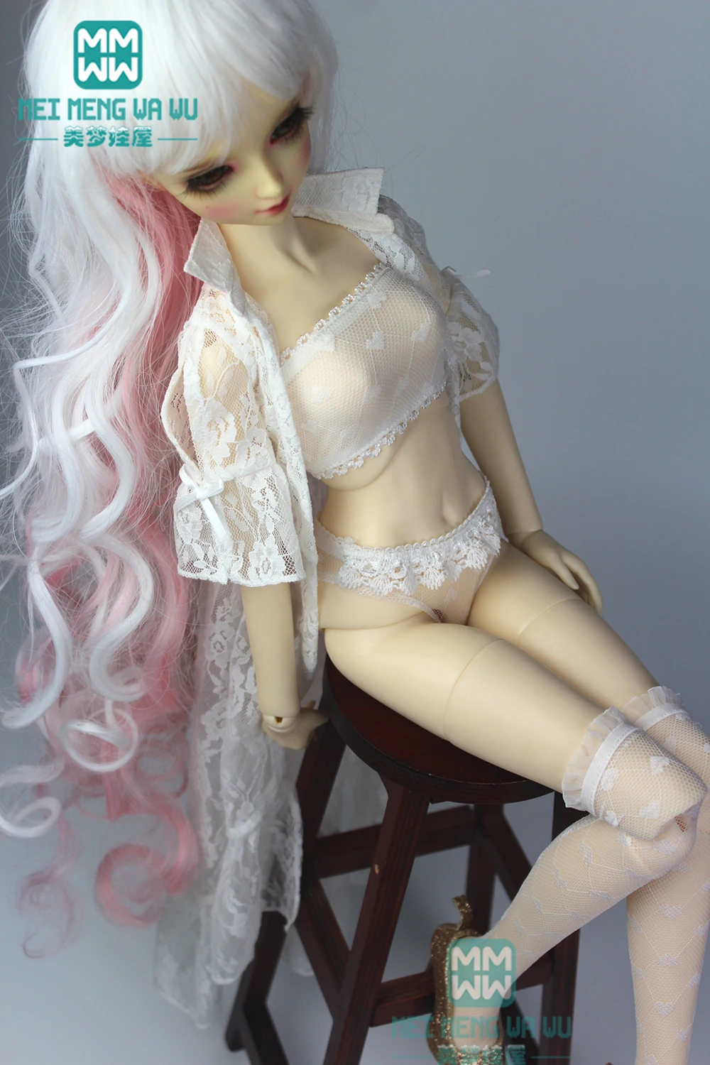 Аксессуары для куклы BJD, одежда для 1/3, BJD DD, кукла, сексуальное мечтательное нижнее белье из четырех частей, трусы, чулки, кружевная верхняя одежда