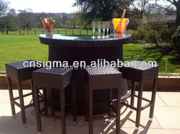 Новейший дизайн уличная мебель набор из плетеной смолы стол и стул|wicker bar set|outdoor