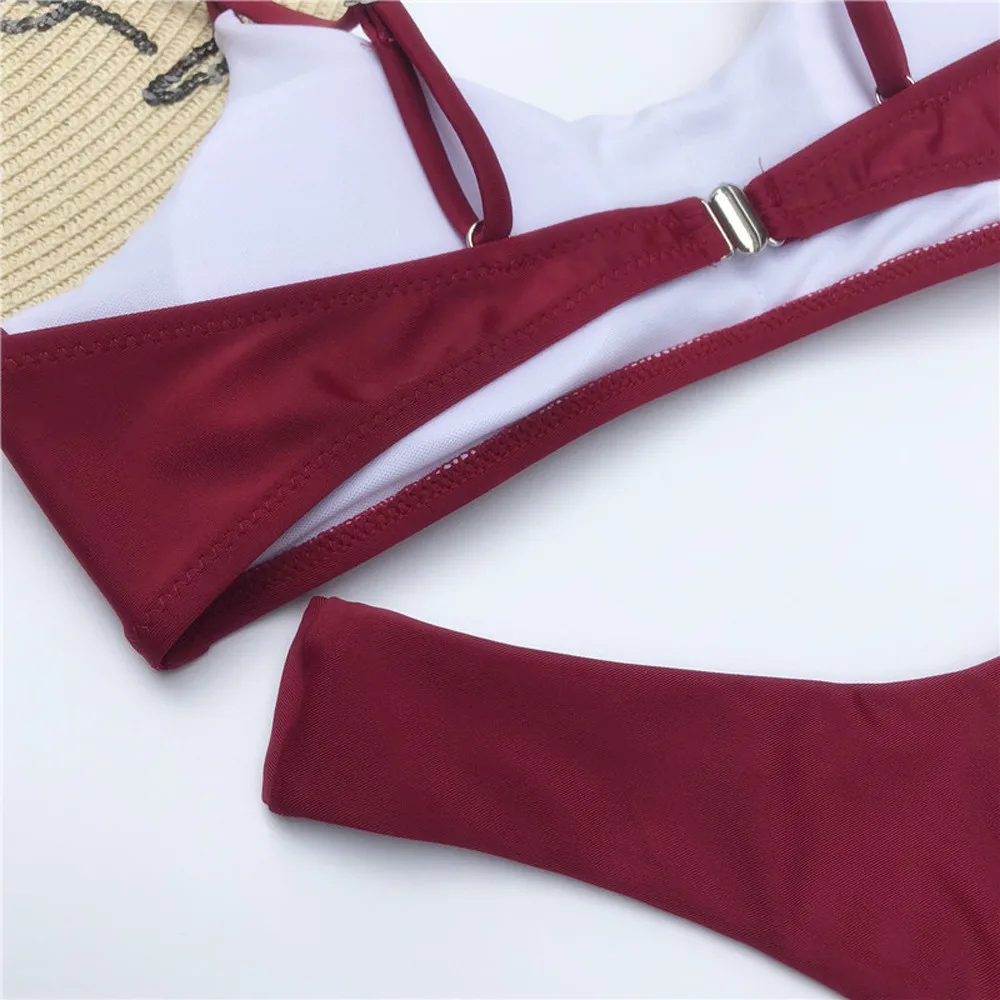 MUQGEW Triangle Bathing Suit Women Push-Up Padded Bra Beach Bikini Set Swimsuit Swimwear Beach Bathing Suit 0128