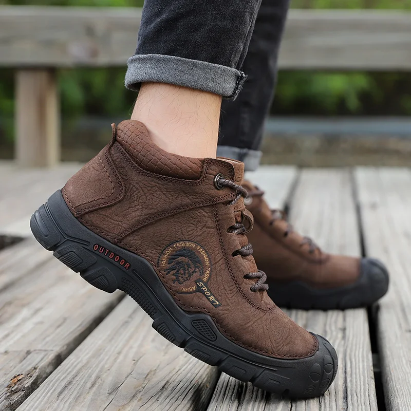 Мужские повседневные ботинки CIMIM из натуральной кожи удобные слипоны кроссовки