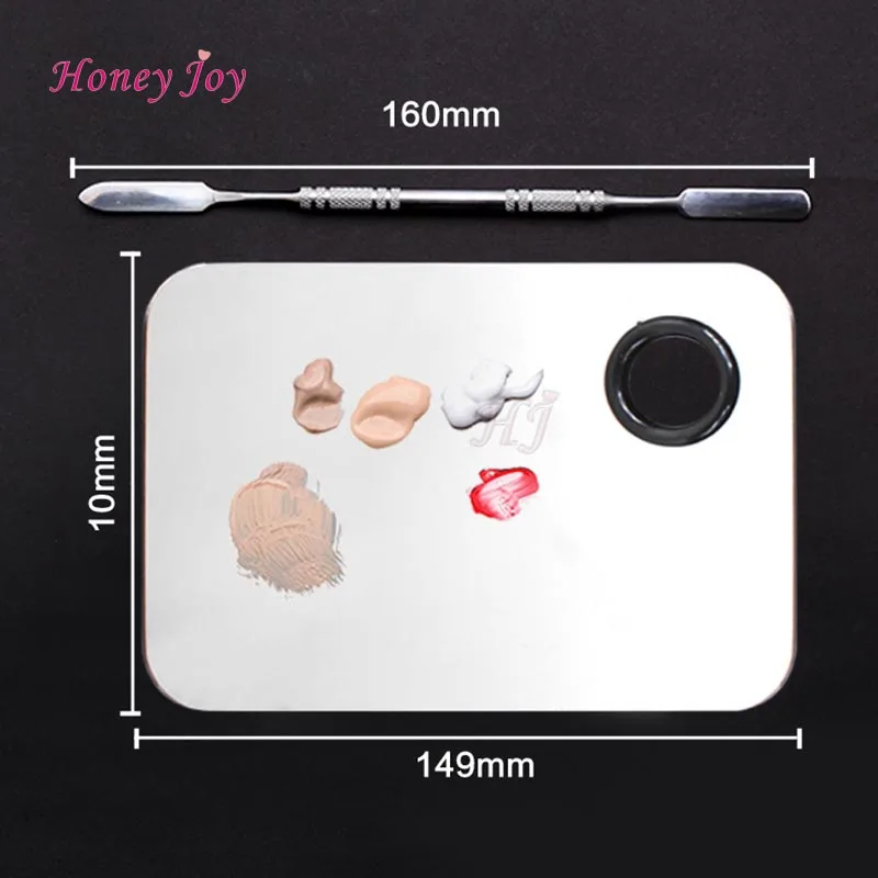 1 Набор палитра цветов для макияжа паллет пластина из нержавеющей стали с ложкой