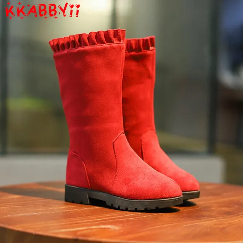 KKABBYII 2018 Autumn Children Pu Leather Boot Baby Girl Fashion Knee High Princess Toddler Black Red Brand Shoe |