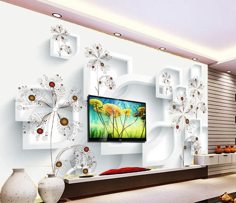 Домашний декор 3D кубики абстрактные цветы Европейский фон настенные 3d обои для