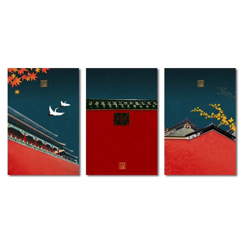 

Canvas Painting Modern Prints Chinese Ancient Architecture Posters Art Wall Pictures Living Room Cuadros Posters And Prints