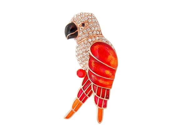 18K RGP Red Crystal Parrot Brooch LHP-2727D | Украшения и аксессуары