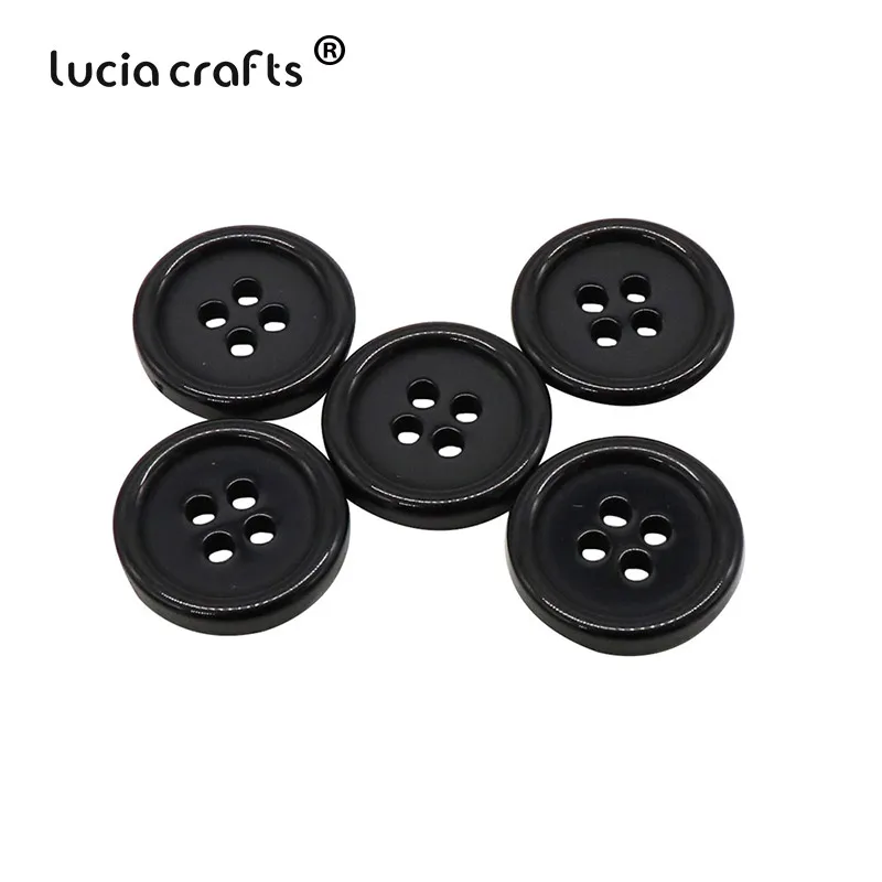 Lucia crafts 50/100 шт./лот одноцветные резиновые круглые плоские с оборота пластиковые кнопки DIY Швейные Детские аксессуары для рубашек, одежды E0401 - Цвет: Color1  Black