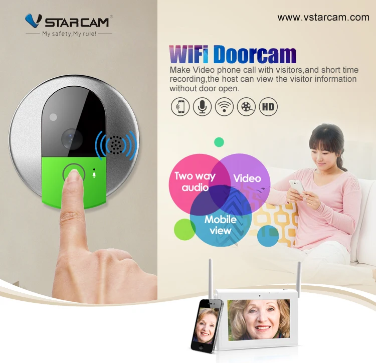 Vstarcam C95 WI-FI Doorcam HD 720 P Беспроводной Дверной Звонок Handheld Двухстороннее