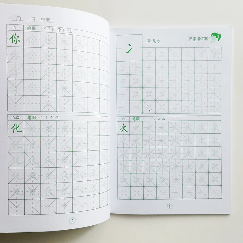 Базовые китайские персонажи копировальные книги I + II для дошкольников или