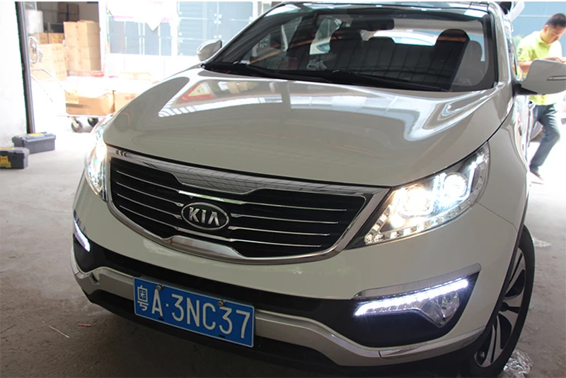 Передняя лампа для KIA Sportage R светодиодный фары 2011 2012 2013 двойной U фары светодиодный проектор