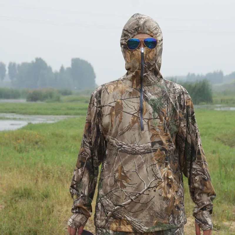 Хлопковая дышащая бионическая камуфляжная футболка с длинным рукавом Топы для