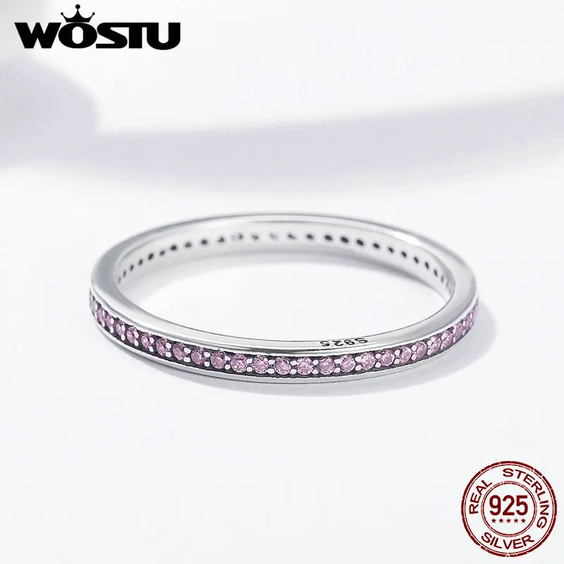 WOSTU, 4 цвета, 925 пробы, серебро, AAA, CZ, камень, минималистичное, простое, Женское кольцо на палец, подходит для Джокера, штабелируемое кольцо, BKR228