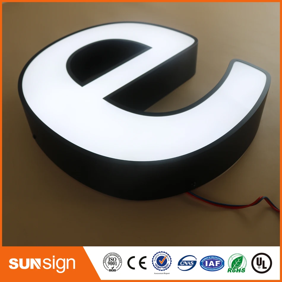 Custom glass acrylic sign outdoor metal luminous led letter signage for office