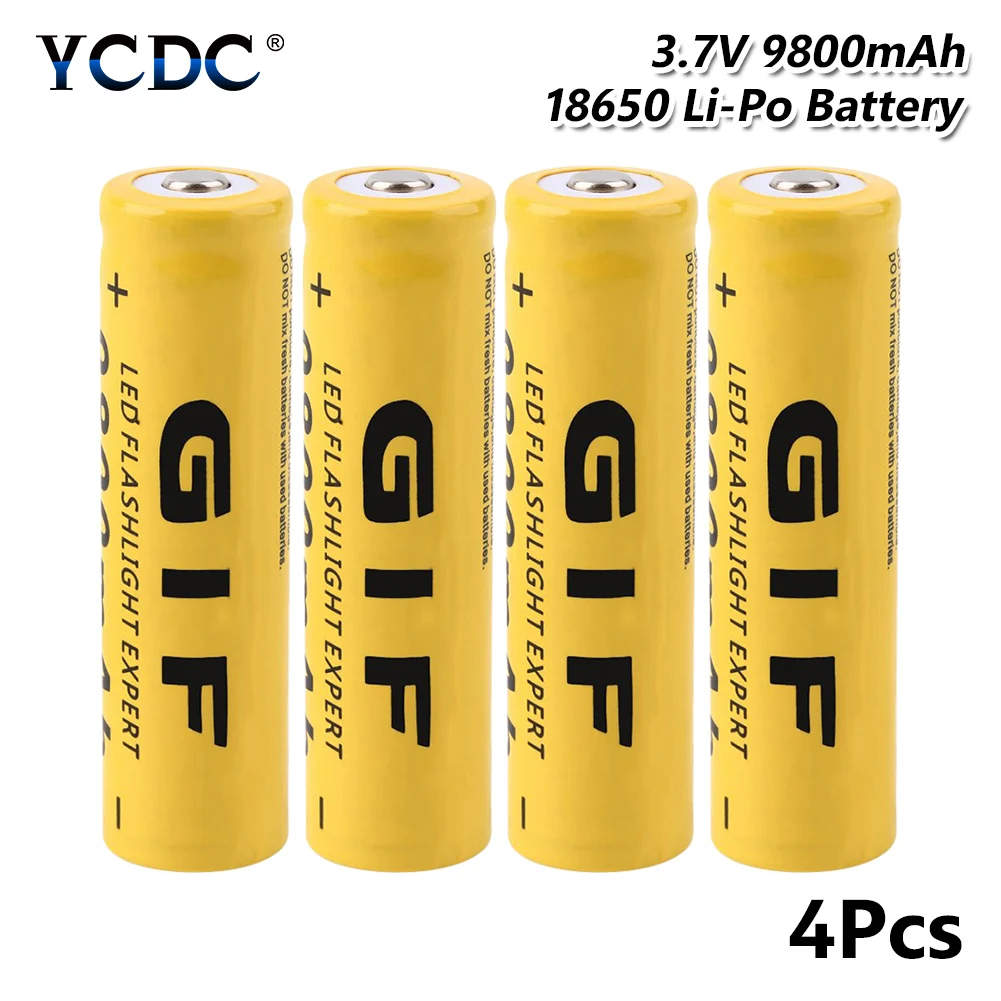 4 Pcs YCDC GIF 18650 Аккумулятор Перезаряжаемый 3,7 V 9800mAh литиевая мощность высокой разрядки для электронной сигареты - Цвет: 4 Pcs