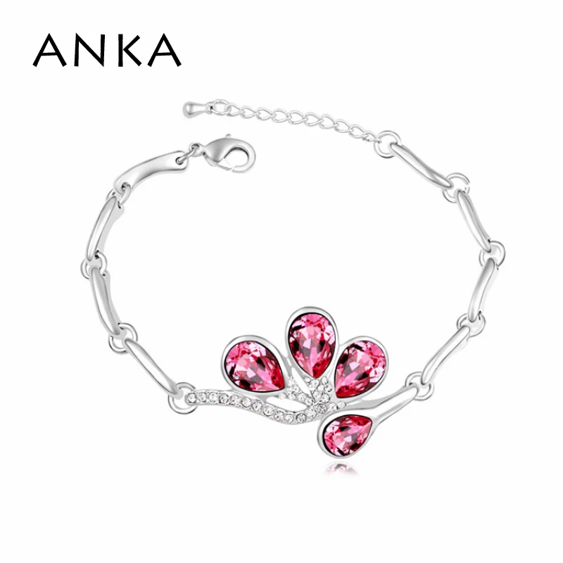 

Bracelets & Bangles Sterling Jewelry Loom Band Free Shipping Flower Bracelet Best Gift Crystals from Austria #105723