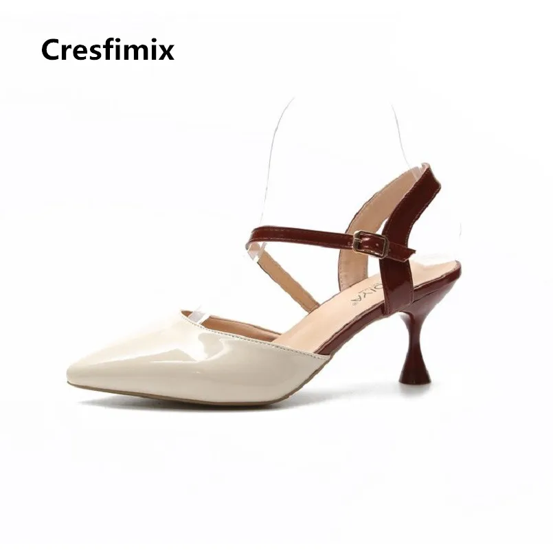 Cresfimix/женские модные удобные туфли на высоком каблуке с пряжкой ремешке Милые