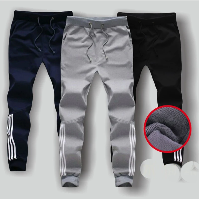Мужские повседневные зимние теплые модные флисовые плотные штаны спортивные
