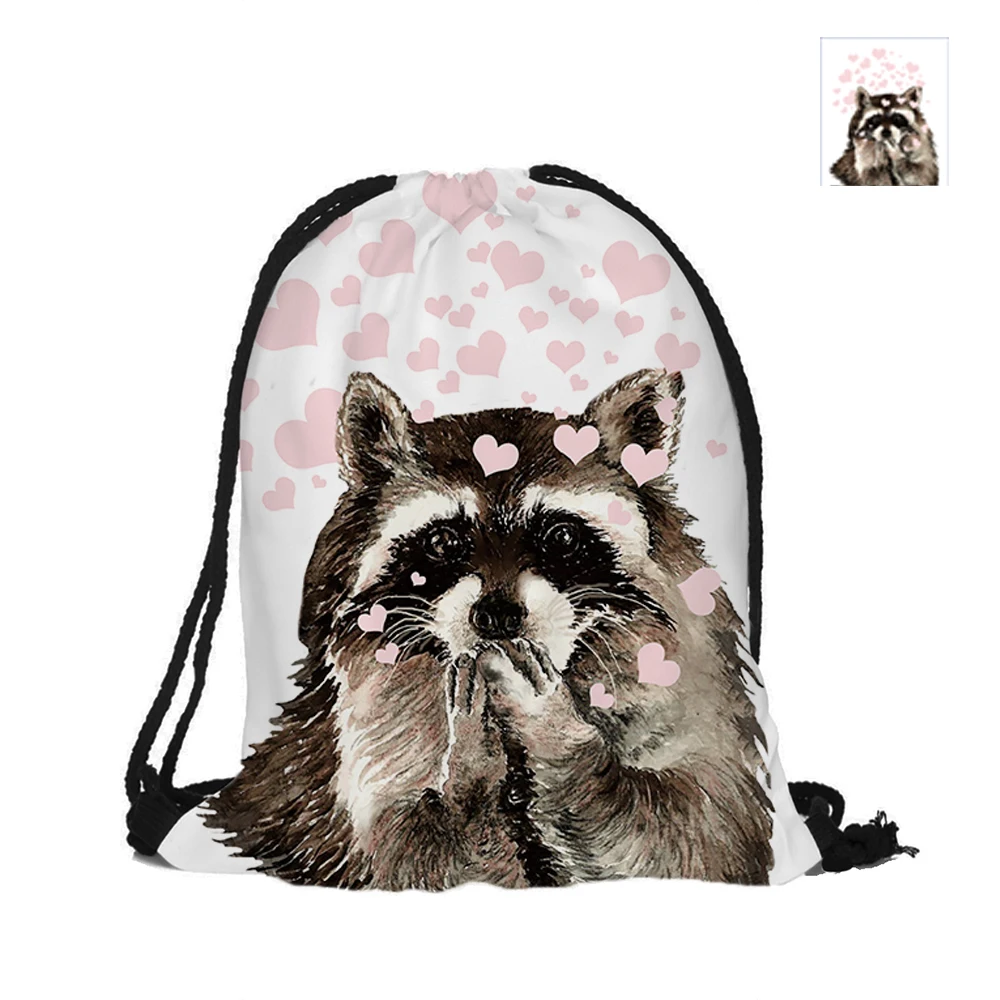Рюкзак на шнурке с принтом енота для женщин и мужчин|backpack print|backpacking backpackprinting backpack