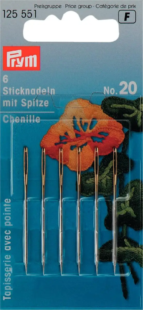 Германия Prym синель иглы синель трэд Нидл 125550 125551 125552 125553, sticknadeln mit Spitze синель