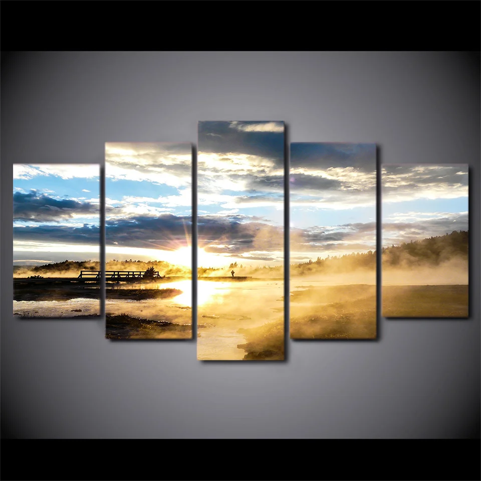 5 шт. холст с изображением солнечного света и пейзажа | Дом сад
