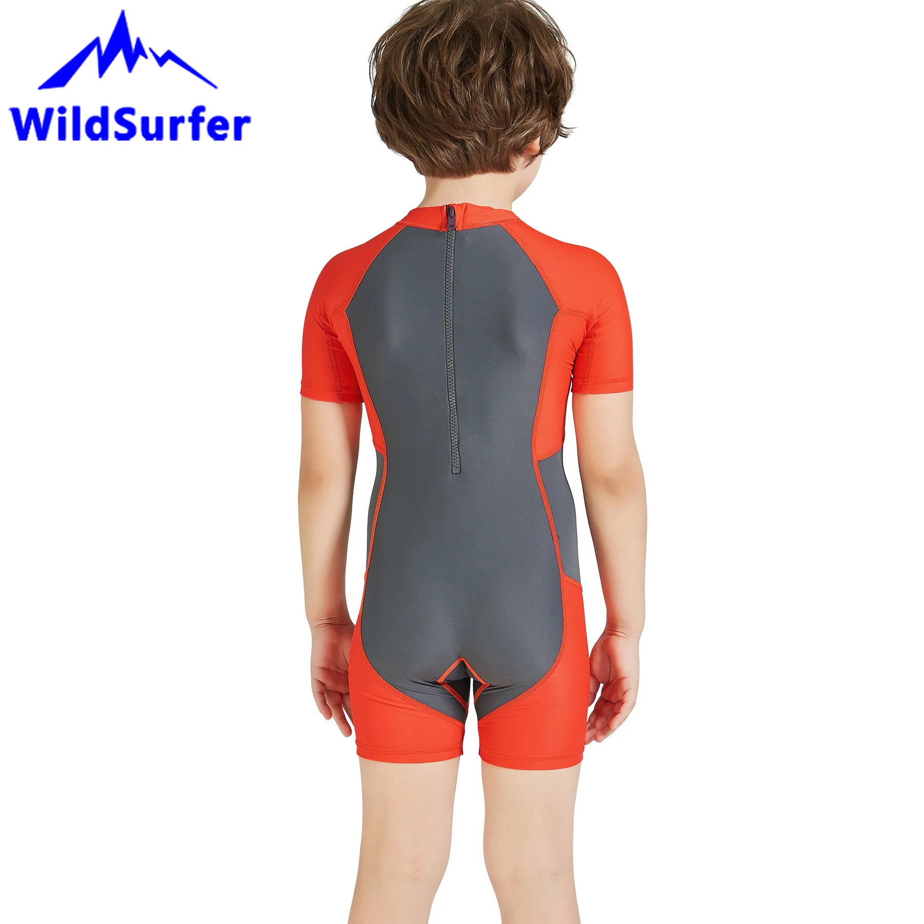 Детский слитный купальник WildSurfer одежда для плавания с коротким рукавом и молнией