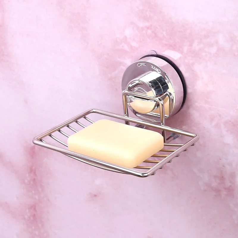 

New Hot Stainless Steel Wall-mount Strong Vacuum Suction Cup Soap Dish Holder Rack