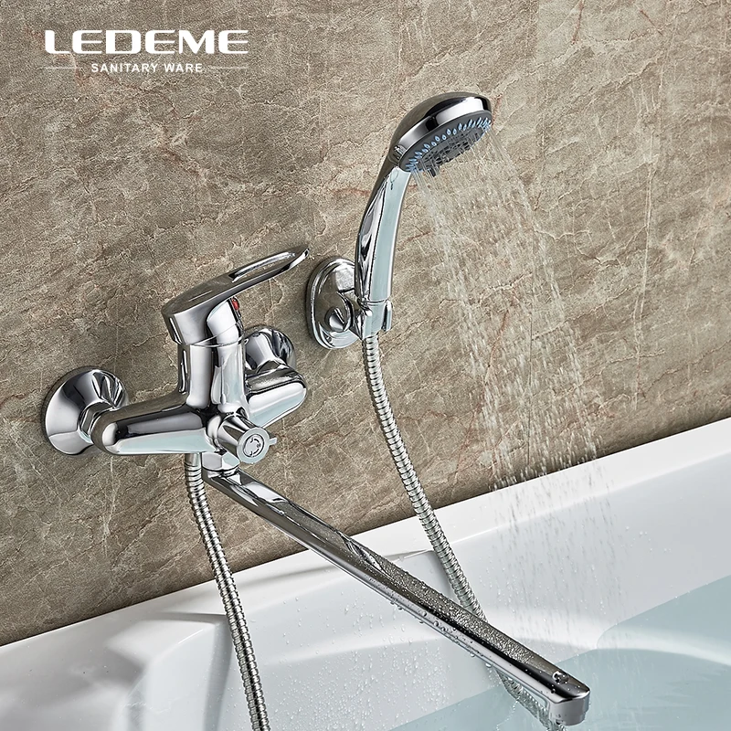 LEDEME Длинный Носик для ванной комнаты смеситель душа латунный душ тела с 5