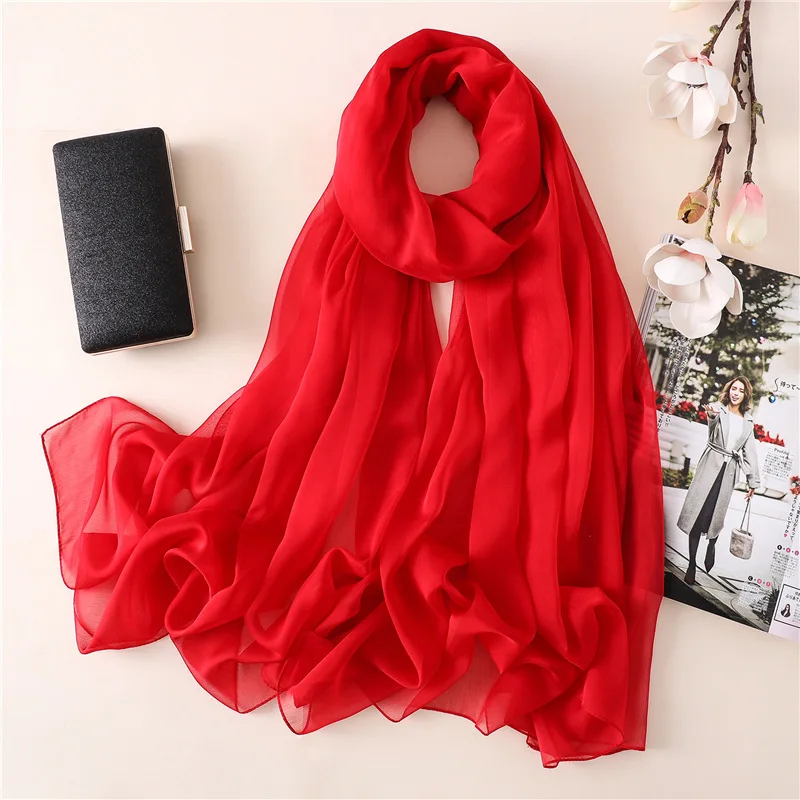 BS13-Red Новинка, шелковый шарф для женщин, однотонный, роскошный, Пашмина, хиджаб, платок для женщин, пляжные шарфы, головной платок, женские, солнцезащитные шарфы - Цвет: BS13-Red