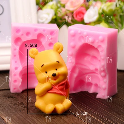 Силиконовая форма для помадки, 3D Мини мультяшный Мишка, мусс, форма для украшения шоколадного торта, сделай сам, глина, смола, инструмент для рукоделия - Цвет: 8.5x4.5cm bear