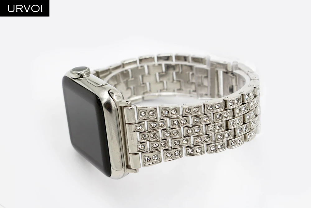 Ремешок URVOI для Apple Watch series 6 SE 5 4 3 2 1 ремешок с цирконием iWatch link браслет модный
