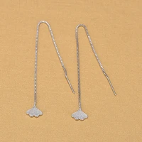 high quality silver color ginkgo charm long chain earrings brincos jewelry 2022 gifts