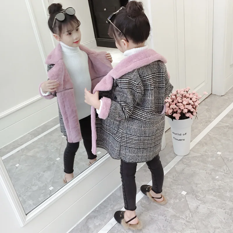Fashion Winter Girls Long Jacket Thick Warm Plaid Coats Heavyweiht Girl Outerwear Children New Kids Child Clothing | Детская одежда и