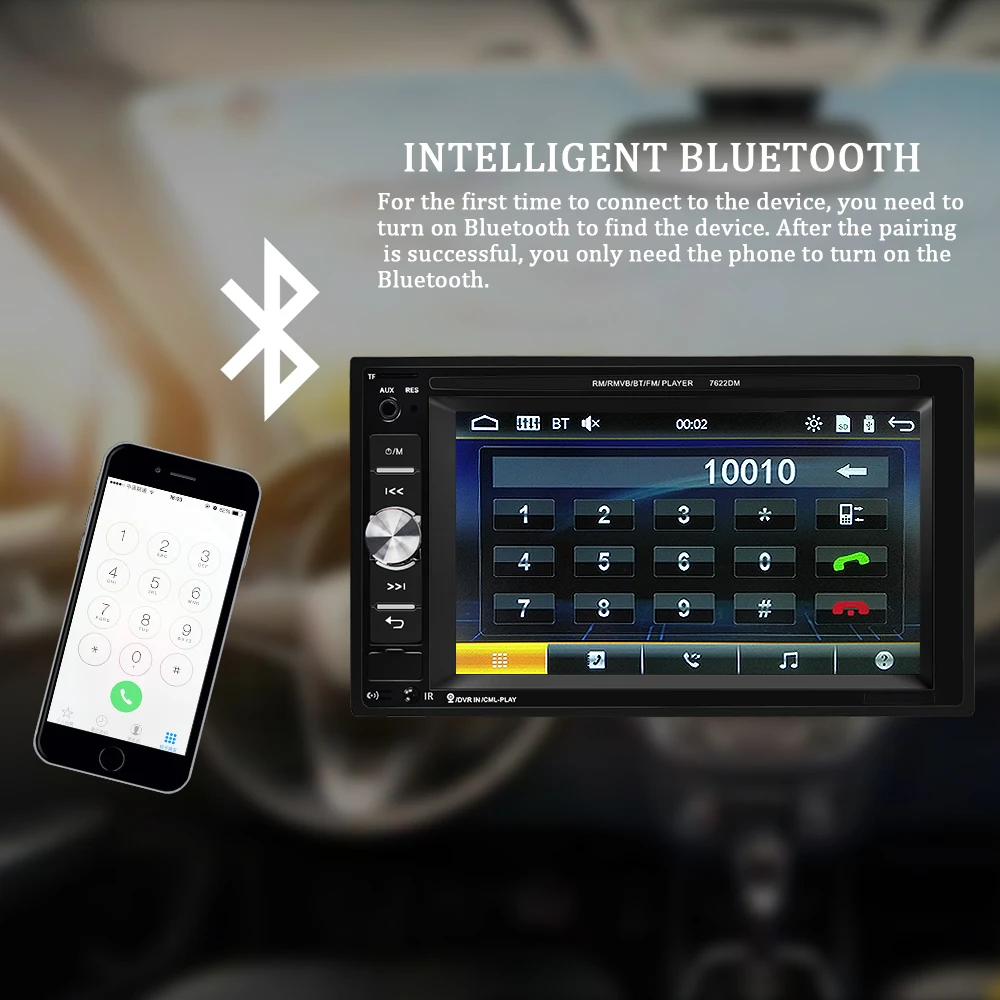 Podofo 2 din 6 &quotавтомобильное радио Bluetooth Сенсорный экран AUX-IN MP5 Android телефон Авто