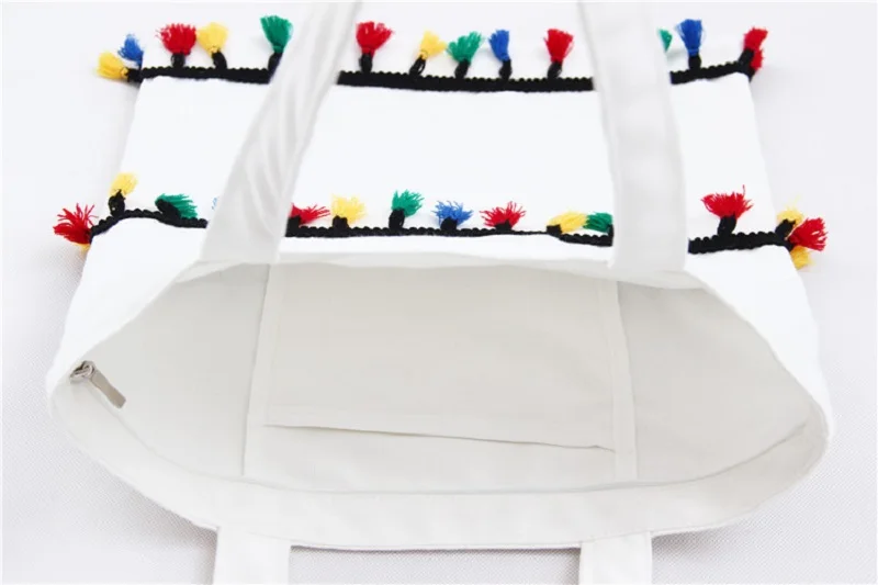Cute Handbag Color Tassel Decorated Single Shoulder Portable Canvas Bags Student Environmental | Багаж и сумки