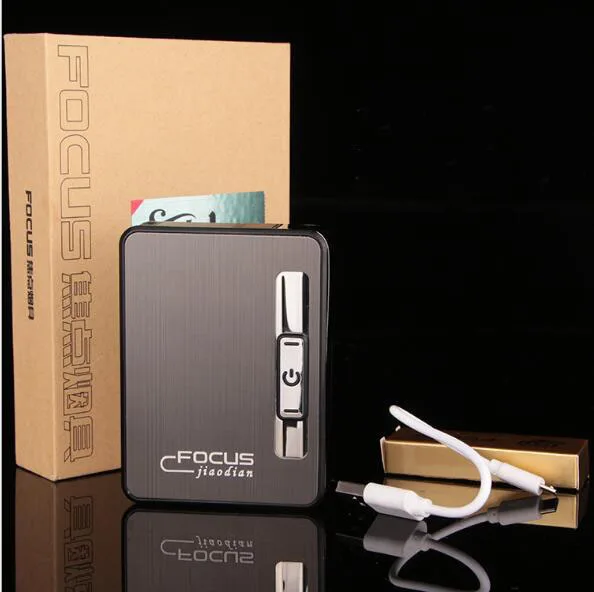 Фокус коробка для сигарет с USB Электронная зажигалка перезаряжаемая Зажигалка