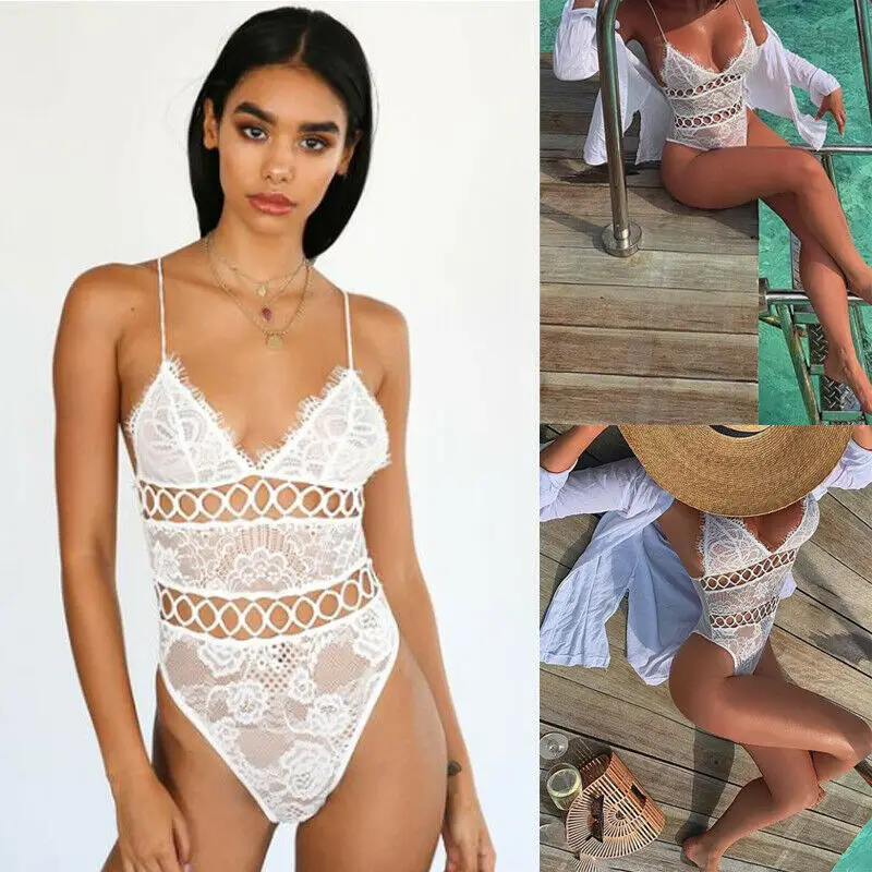 

2019 New Brand Fashion Lace One-piece Womens Nightwear Sleepwear Bodysuit Tops