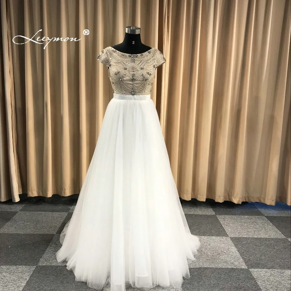 Leeymon 2019 Длинные Платья Выпускного Вечера Роскошные Вышитые Бисером Топ Короткие