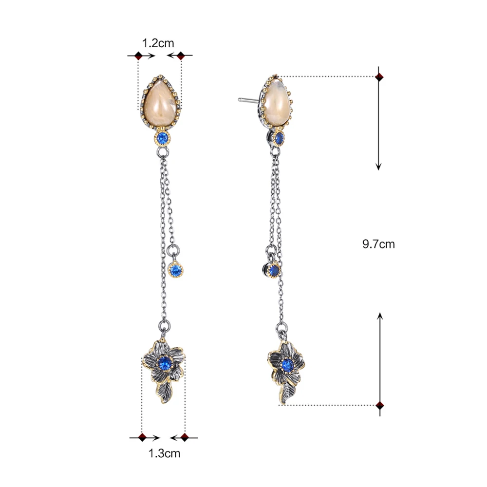 97mm long chain beautiful drop earring Lt yellow stones blue color crystal female Jewelry& Accessories earrings for women