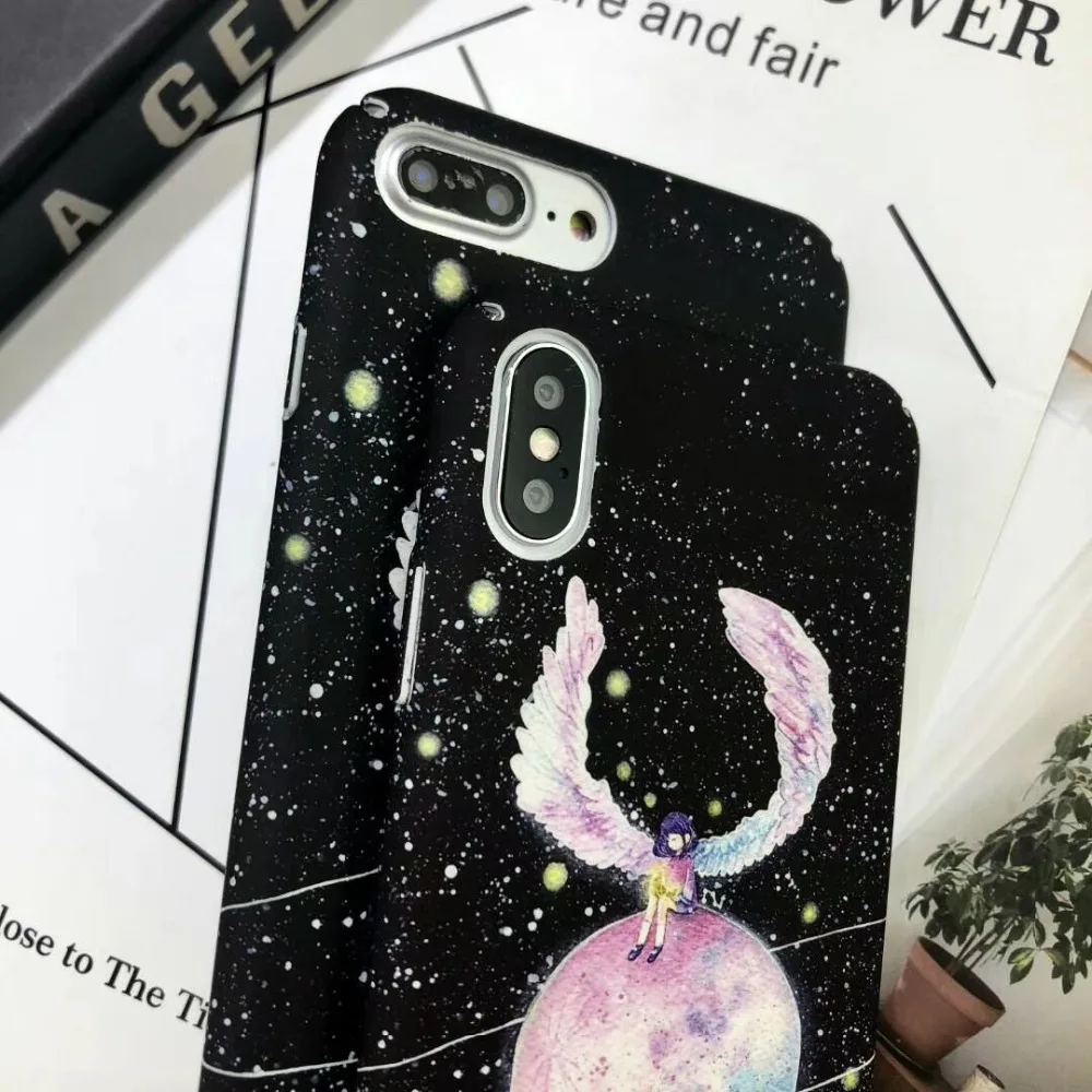 Крылья планета Луна Телефон чехол для iPhone 7 6 6S 8 плюс планеты Луны звездное небо