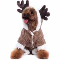 cute cotton elk style pet dog clothes winter warm dog coat jacket hoodie christmas party puppy fancy dress costums