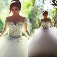 fashion wedding dresses beading crystal sweetheart neckline bridal gowns 2020 vestidos de novia plus size tulle dress