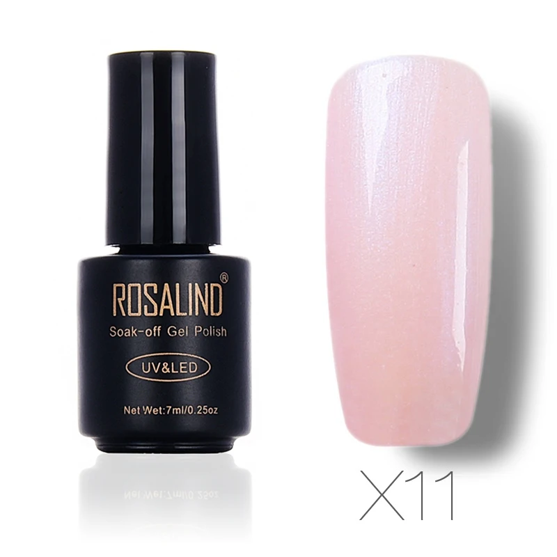 X11 ROSALIND гель 1S 7 мл жемчужный УФ-гель для ногтей чистый цвет УФ замочить от Led дизайн ногтей профессиональный Полупостоянный лаковый гель - Цвет: X11