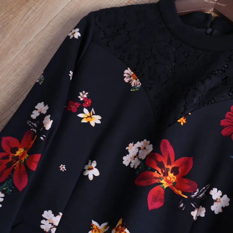 Женское Цветочное платье с длинным рукавом цветочным принтом осенние