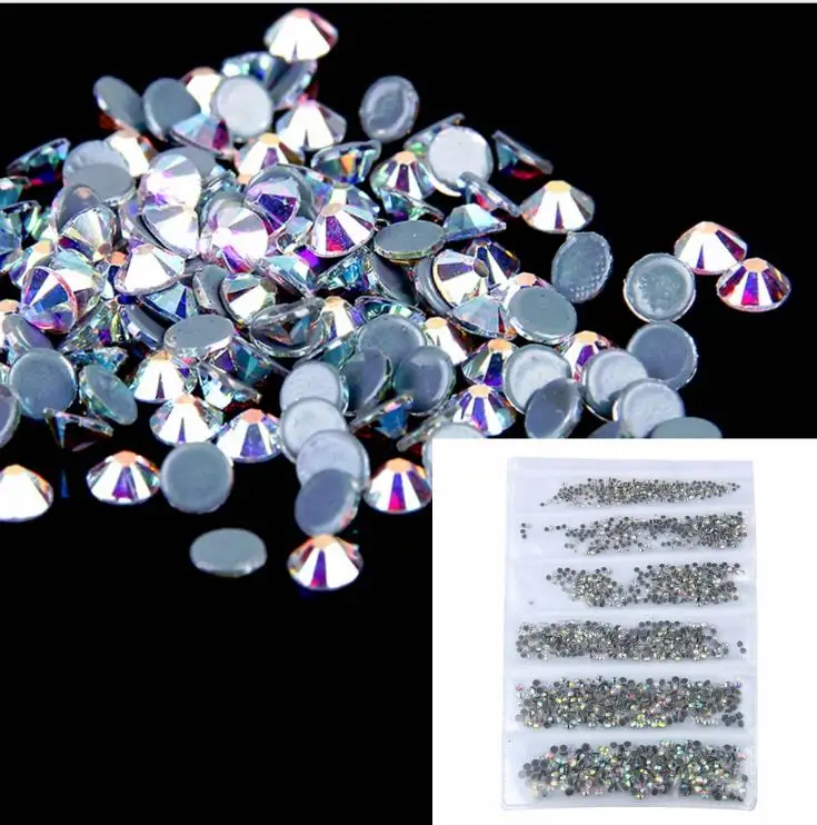 Crystal AB AAAAA лучшее качество прозрачные AB термоклеевые стразы супер яркие стеклянные стразы для горячей фиксации клейкие Стразы для ткани одежды - Цвет: Crystal AB