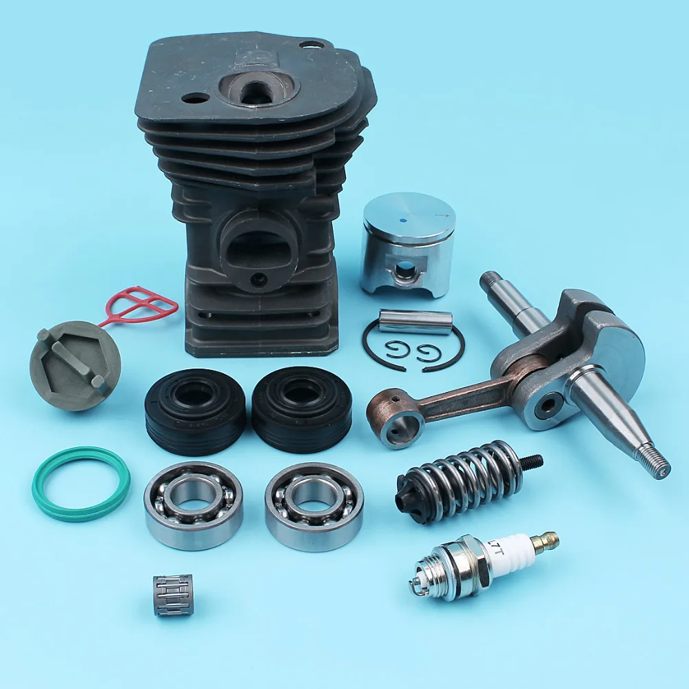 

42MM Cylinder Piston Crankshaft Ball Bearing Oil Seal Kit For Husqvarna 340 345 Chainsaw Fuel Cap Handle Bar AV Spring 503870276