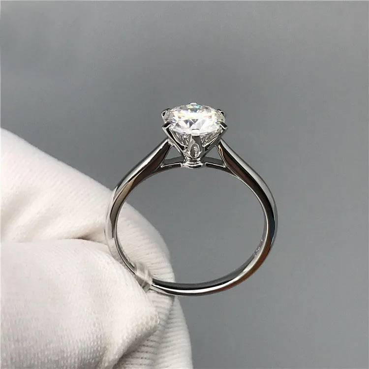 Женское кольцо с бриллиантом Moissanite 1 карат 18 К белое золото 6 5 мм | Украшения и