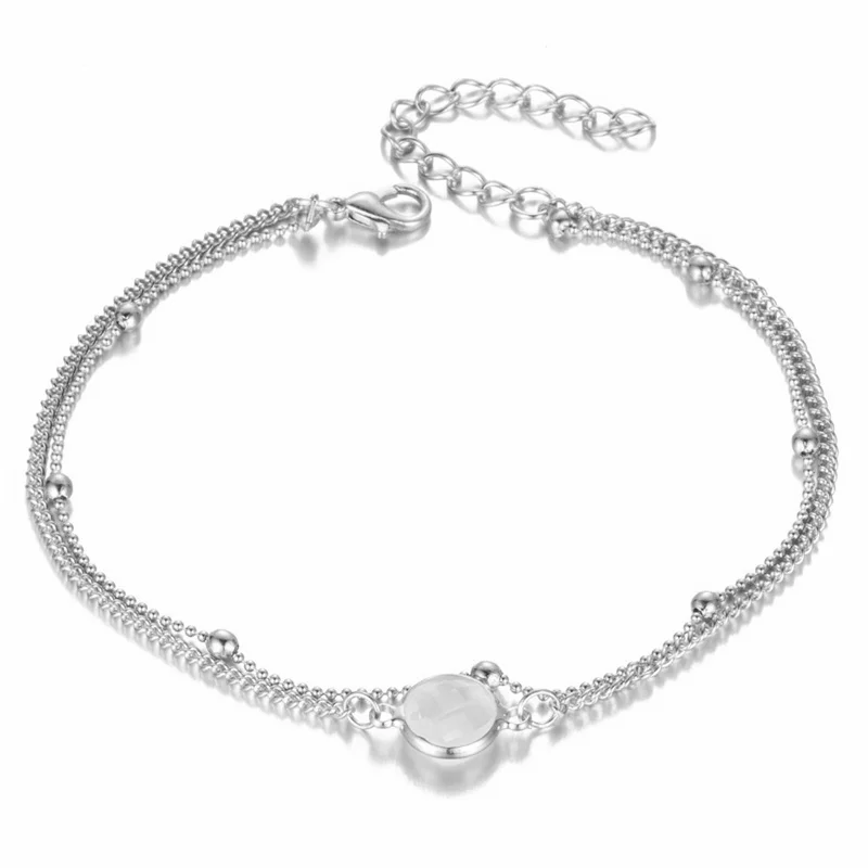 S177 Boho Opal женские браслеты на босую ногу сандалии, вязанные крючком украшение на ногу Новые ножные браслеты для женщин - Окраска металла: s177silver